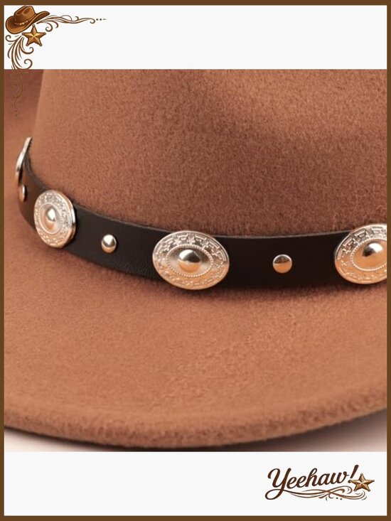 Classic Felt Wide Brim Western Cowboy Hat Adjustable Unisex Adult main image 6
